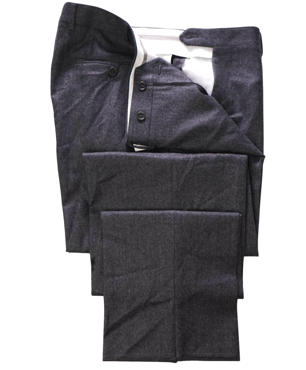$625 CANALI - Gray Flannel Wool Pants - 36W